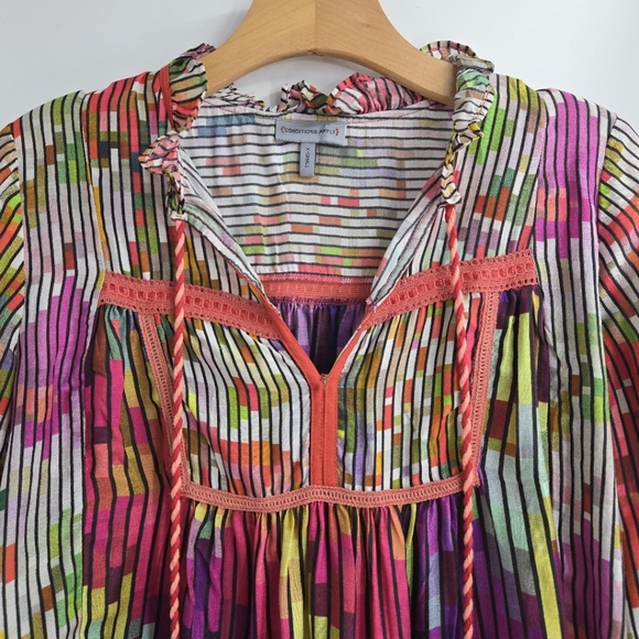 Anthropologie Conditions Apply Blouse Peasant Mosaic Multicolor - Picture 6 of 15